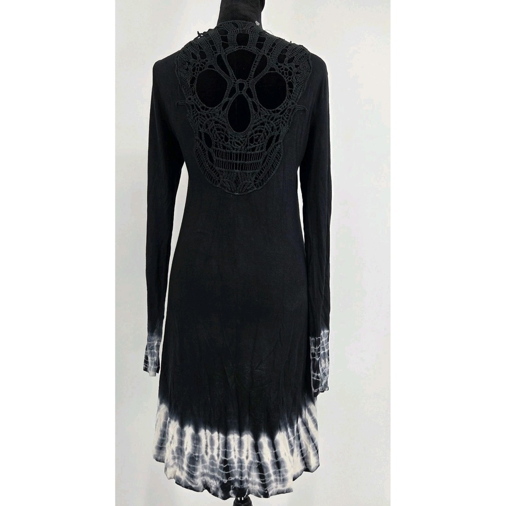Vocal Crochet Skull Back Dress Medium Black Rhinestones Hi-Lo Asymmetrical Y2K
